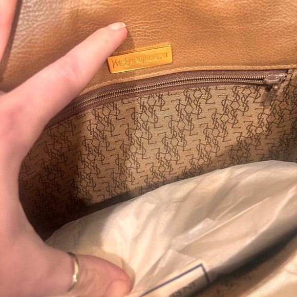 Yves Saint Laurent Vintage Brown Large Leather Envelope Clutch FULL INCLUSION - Picture 11 of 16